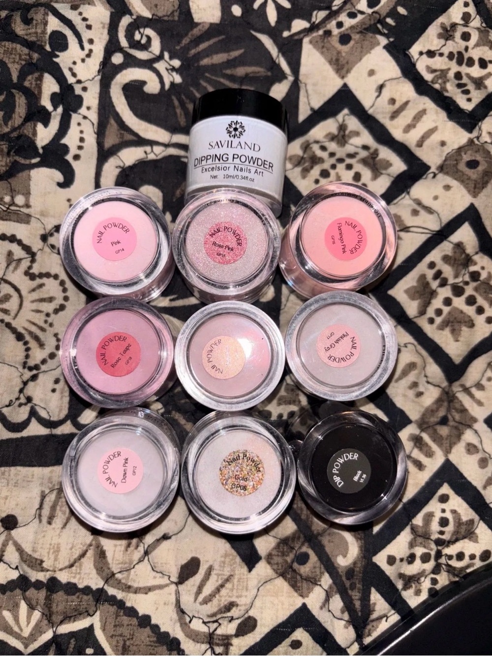 Pink Press-On Nail Powder Set — Soft Pink Shades